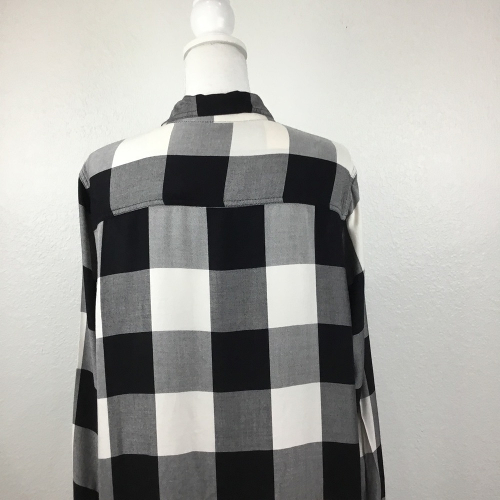 Old navy black & white plaid flannel shirt dress size XL tall - Picture 5 of 6